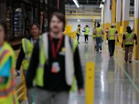 Shifts change at the newly opened Amazon Fulfillment Center in Fall River.    With over 1 million square feet of space, this fulfillment center is the largest in the country.    [ PETER PEREIRA/THE STANDARD-TIMES/SCMG ]