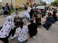 Protestors gather at the site where Malcom Gracia was killed by police on Cedar Street in 2012.  PHOTO PETER PEREIRA