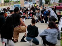 Protestors gather at the site where Malcom Gracia was killed by police on Cedar Street in 2012.  PHOTO PETER PEREIRA