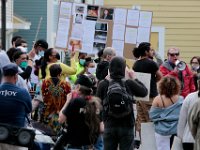 Protestors gather at the site where Malcom Gracia was killed by police on Cedar Street in 2012.  PHOTO PETER PEREIRA