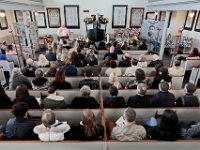 Pastor Paul Wheeler of the Trinity Lutheran Church conducts a service in celebration of the life of Mark Cormier Jr. held at the Seamen's Bethel in New Bedford.  Mark Cormier Jr., 35, along with two other fishermen were lost at sea aboard the New Bedford fishing vessel Leonardo on November 24, 2019.    PHOTO PETER PEREIRA