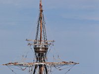 The tugboat Jaguar escorts the Mayflower II out to sea where it performed sea trials under sail in Buzzards Bay after an unexpected stop in New Bedford harbor.  PHOTO PETER PEREIRA