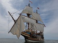 The Mayflower II performs sea trials under sail in Buzzards Bay after an unexpected stop in New Bedford harbor.  PHOTO PETER PEREIRA