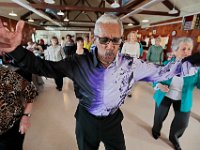 Victor Fonseca leads a session of Senior Steppers dancing at Buttonwood Senior Center in New Bedford.  PHOTO PETER PEREIRA
