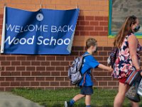 Students arrive for the first day of school at the Leroy Wood School in Fairhaven.  This is the first time that students have been allowed back to the school since March.  PHOTO PETER PEREIRA