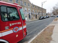 A Fairhaven fire apparatus drives down Middles Street stopping often, during the search for Kenneth Parks who was reported missing Wednesday afternoon in Fairhaven. Mr. Parks was found by a homeowner sitting in her car parked in her driveway on Chestnut Street.