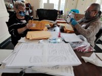 Gaetane Mahon and Virgina Barrett count the absentee ballots inside of the New Bedford Hotel Apts. polling station in downtown New Bedford.  [ PETER PEREIRA/THE STANDARD-TIMES/SCMG ]