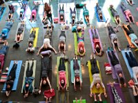 Yoga instructor Juliet Loranger conducts a special session of yoga on New Year's day at the Whaling Musem in New Bedford.  The program enttitled Renew & Celebrate:  A New Year's Yoga & Meditation Class puts people on the right path for the New Year.  PETER PEREIRA/THE STANDARD-TIMES/SCMG