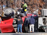 A truck rolled over onto 195W from the 140 South off ramp in New Bedford.   PETER PEREIRA/THE STANDARD-TIMES/SCMG