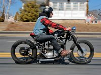 A motorcyclist enjoys the great weather to take his vintage Triumph motorcycle for a ride on Route 6 in Fairhaven.   PETER PEREIRA/THE STANDARD-TIMES/SCMG