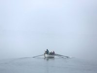 Members of the Buzzards Bay Rowing Club make their way into a dense fog as they go for their morning row in New Bedford harbor.   PETER PEREIRA/THE STANDARD-TIMES/SCMG