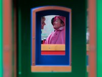 Brenda Motta, chief administrative officer of the Schwartz Center School, and a smiling Paris Casmiro's, 16, enjoy a moment together before Paris becomes the first rider of the newly unveiled Buttonwood Park Zoo wheelchair accessible caboose for the Black Bear Express at the New Bedford zoo.   PETER PEREIRA/THE STANDARD-TIMES/SCMG