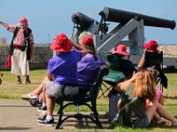 Chris Richard, director of the Fairhaven Office of Tourism, transforms himself into 'Greybeard' the pirate during a Pirates and Privateers presentation that he hosts every Friday at 10 am at Fort Phoenix in Fairhaven.   PETER PEREIRA/THE STANDARD-TIMES/SCMG