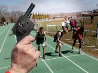 Runners wait for the gun to start the one mile race.  Dartmouth High School takes on New Bedford High School track in Dartmouth.   PETER PEREIRA/THE STANDARD-TIMES/SCMG