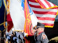 Flags and banners are seen flying in preparation for the funeral mass of Somerset Fire Chief Scott Jepson held at Saint Thomas More Church on Luther Avenue in Somerset.  Chief Jepson was then buried at the Nathan Slade Cemetery in Somerset.  PHOTO PETER PEREIRA