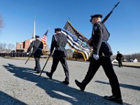 Somerset Police Honor Guard march toward Saint Thomas More Church for the funeral mass of Somerset Fire Chief Scott Jepson in Somerset.  Chief Jepson was then buried at the Nathan Slade Cemetery in Somerset.  PHOTO PETER PEREIRA