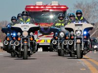 State Police motorcycle detail escort the Somerset apparatus towards Nathan Slade Cemetery, after the funeral mass was held at the Saint Thomas More Church in Somerset. PHOTO PETER PEREIRA