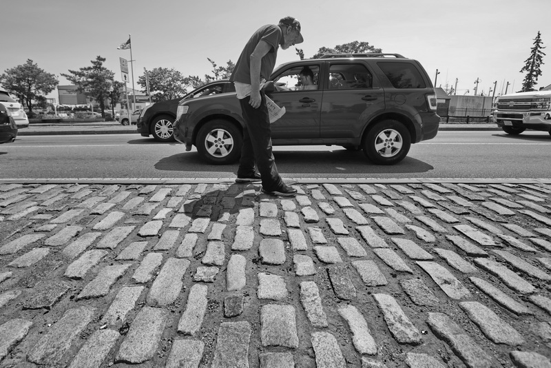 Robert Stone Jr.panhandles at the intersection of Union Street and Route 18 in downtown New Bedford.  Mr. Stone who was a New Bedford fisherman at one time, moved to Washington State to work as a landscaper.  After hard times fell on him, he began to panhandle.  He moved back to the city a few years ago and has been living on the streets for the last 2 years. PHOTOS PETER PEREIRA