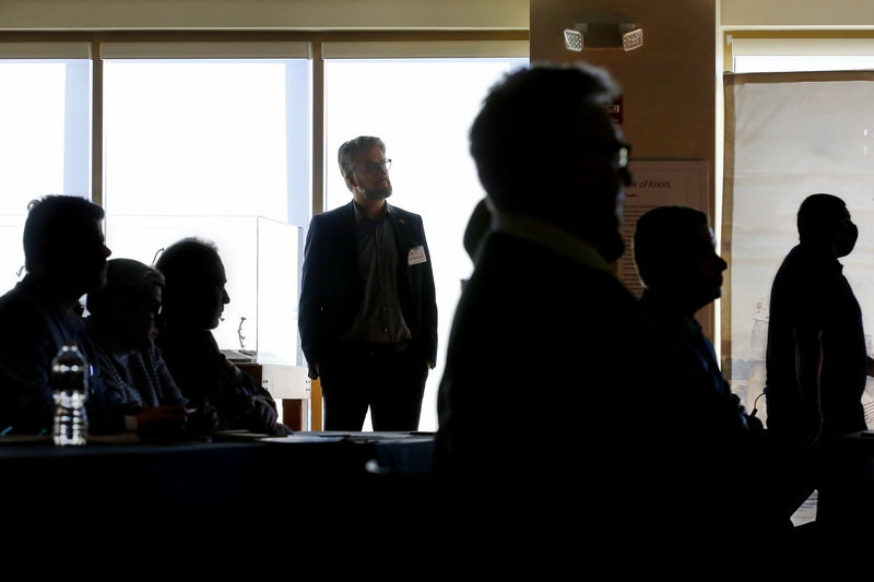 Peter J. H. Esmann, Senior Commercial Advisor - Offshore Wind for the Embassy of Denmark, is joined by a Danish delegation attending a conference held in the Harborview Gallery of the Whaling Museum during their stop in New Bedford, MA for the U.S. East Coast Offshore Wind Roadshow featuring stops in New York City, Stamford and Providence. PHOTO PETER PEREIRA