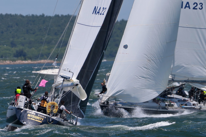 Yachts jostle for position during the start of the Marion to Bermuda race under high surf and heavy wind conditions. PHOTO PETER PEREIRA