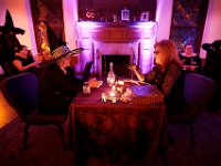 Fortune tellers are found inside one of the halls, reading attendees future, at the second Annual Whaling City Witches' Ball held at the Tryworks Auditorium of the First Unitarian Church building in downtown New Bedford.  PHOTO PETER PEREIRA