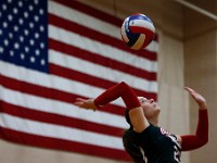 ORR's Carly Mello serves the ball during Old Rochester Regional High School's victory over Shawsheen Tech Varsity.